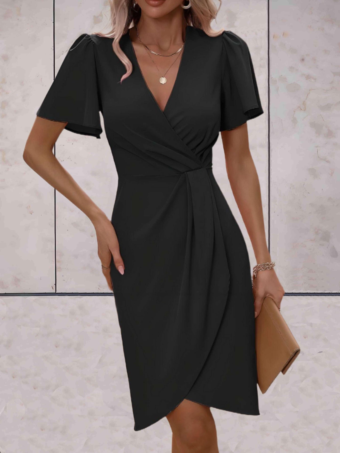Figurbetontes Kleid mit fließenden Ärmeln | Perfekt für Frühling & Herbst