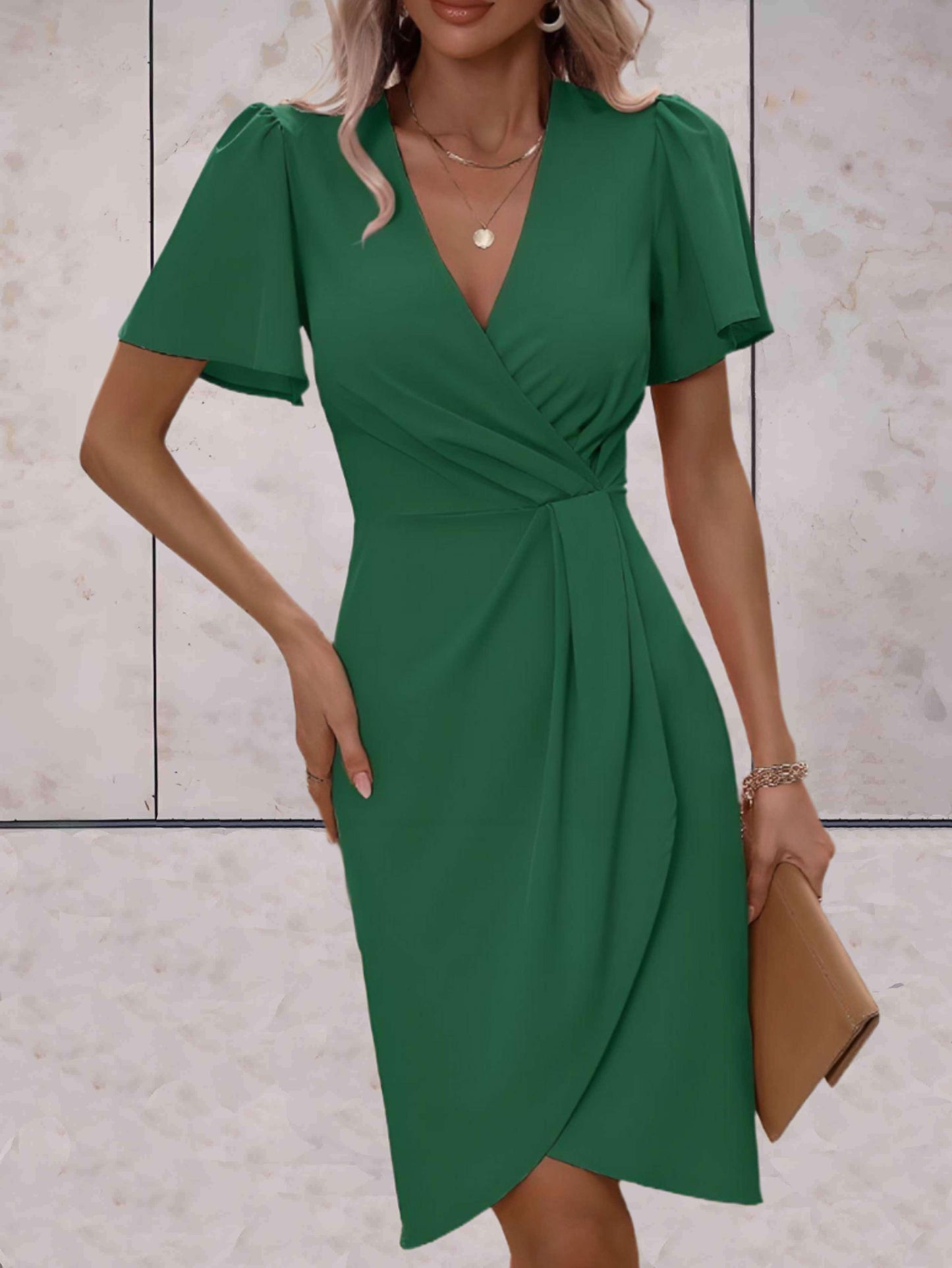 Figurbetontes Kleid mit fließenden Ärmeln | Perfekt für Frühling & Herbst