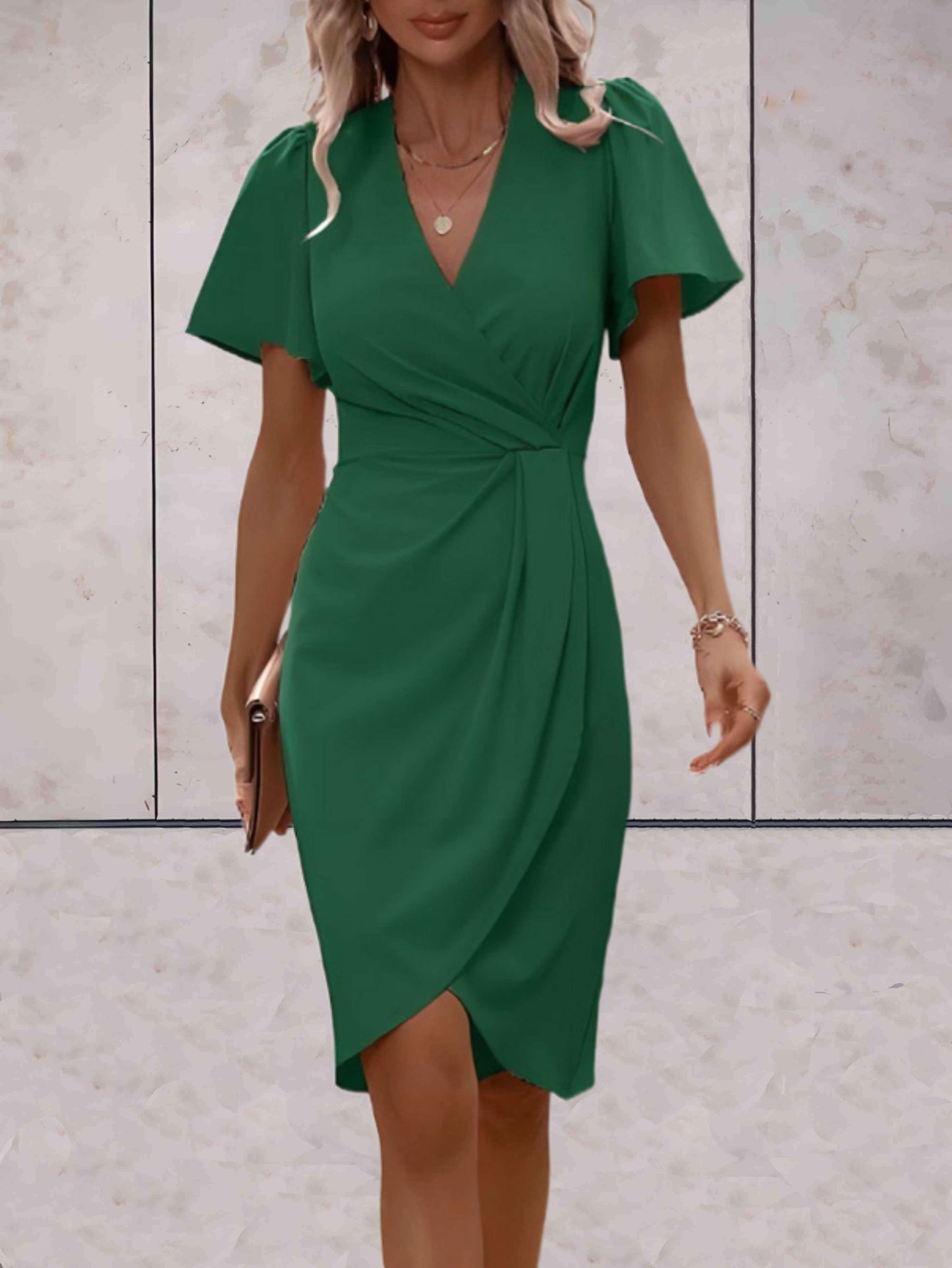 Figurbetontes Kleid mit fließenden Ärmeln | Perfekt für Frühling & Herbst