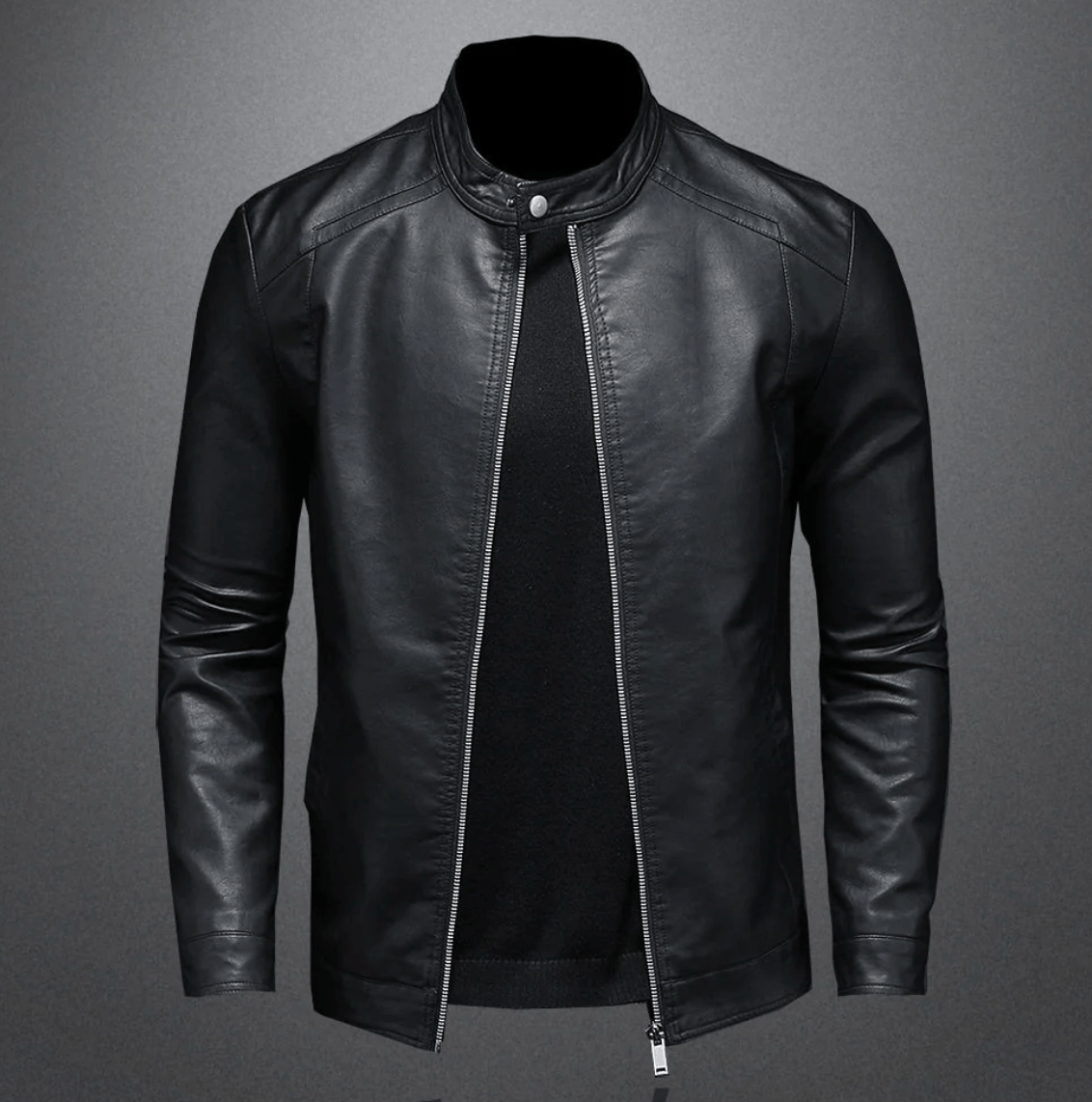 Herren-Bikerjacke mit klassischem, schlankem Schnitt