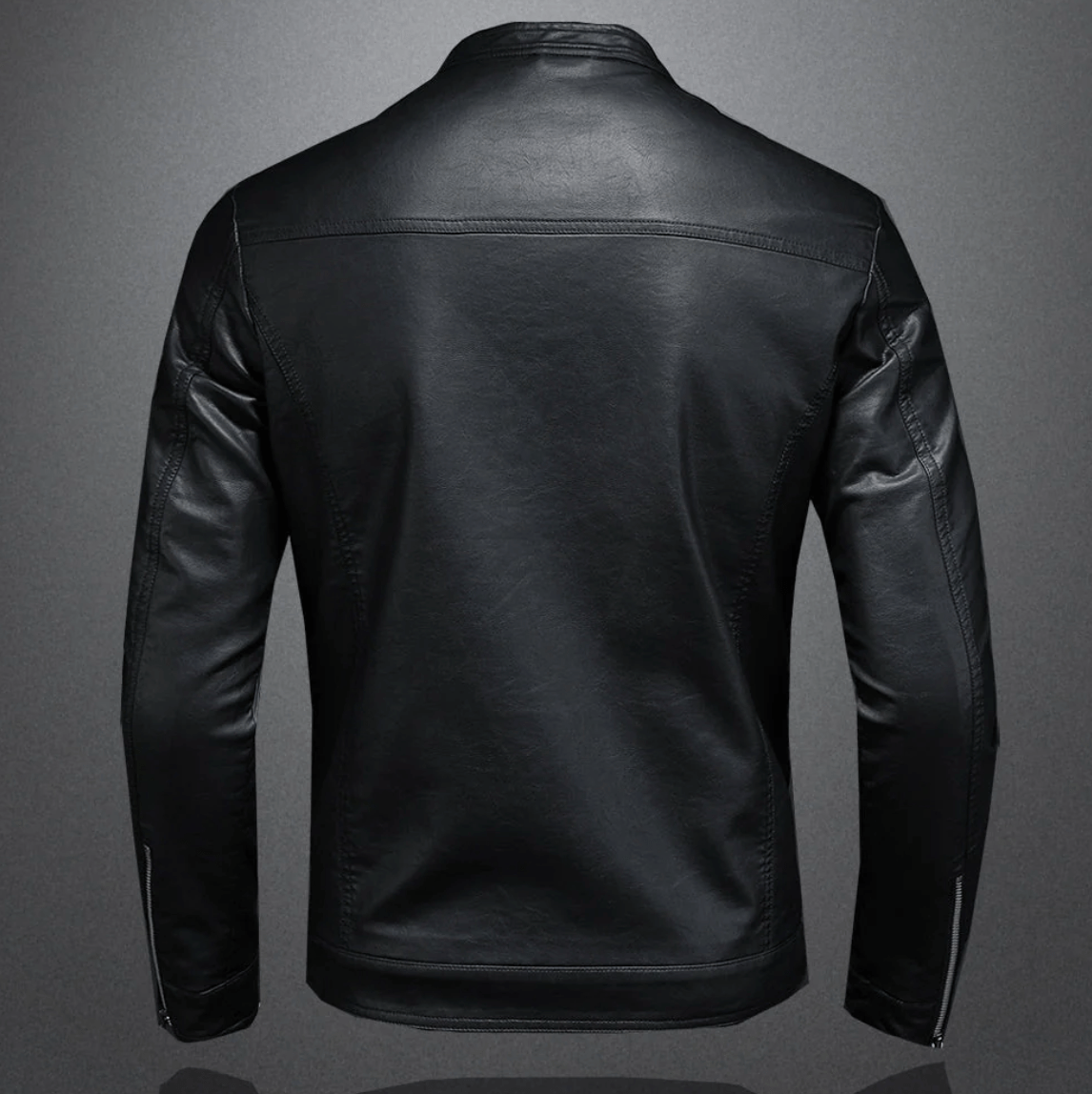 Herren-Bikerjacke mit klassischem, schlankem Schnitt