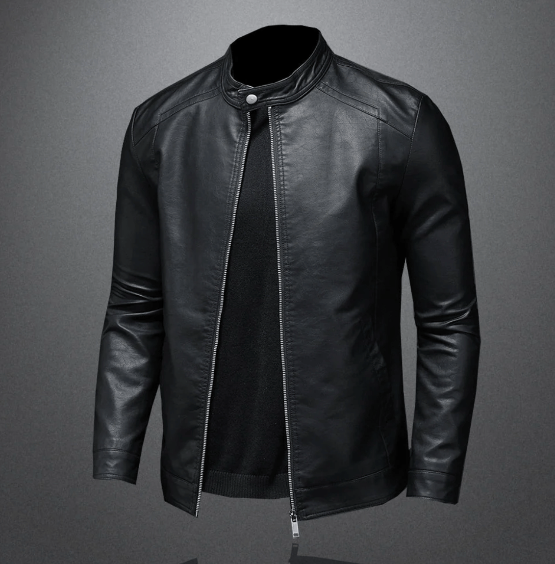 Herren-Bikerjacke mit klassischem, schlankem Schnitt