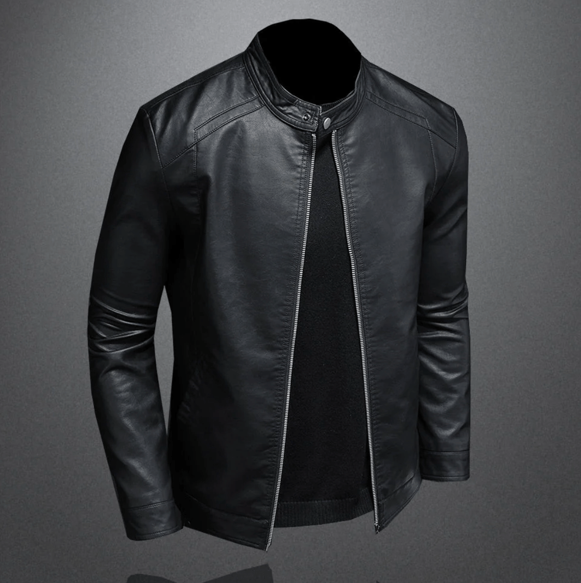 Herren-Bikerjacke mit klassischem, schlankem Schnitt