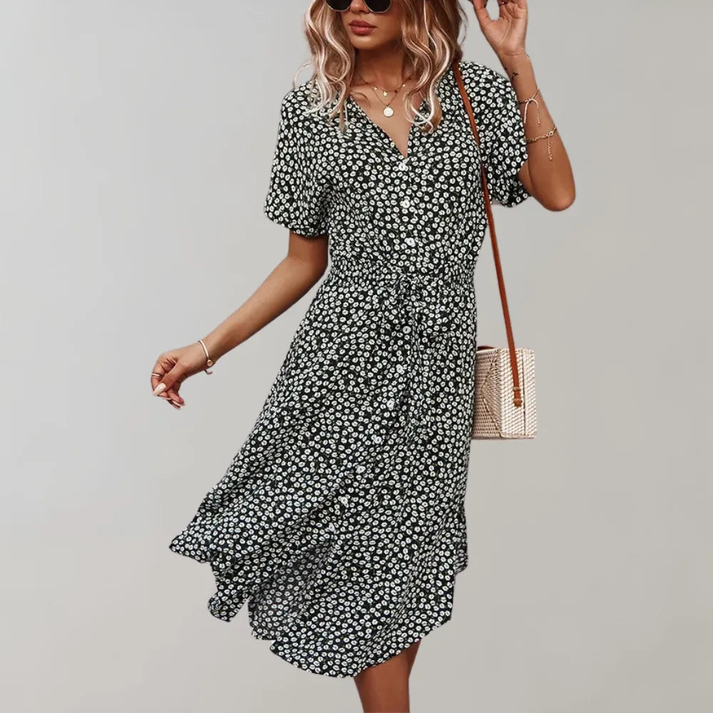 Leichtes Midi-Kleid mit Fließendem Schnitt | Ideal für Frühling und Sommer