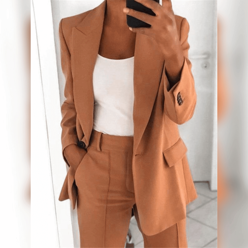 Damen Taillierter Blazer- und Hosenanzug Ideal für Frühling und Herbst