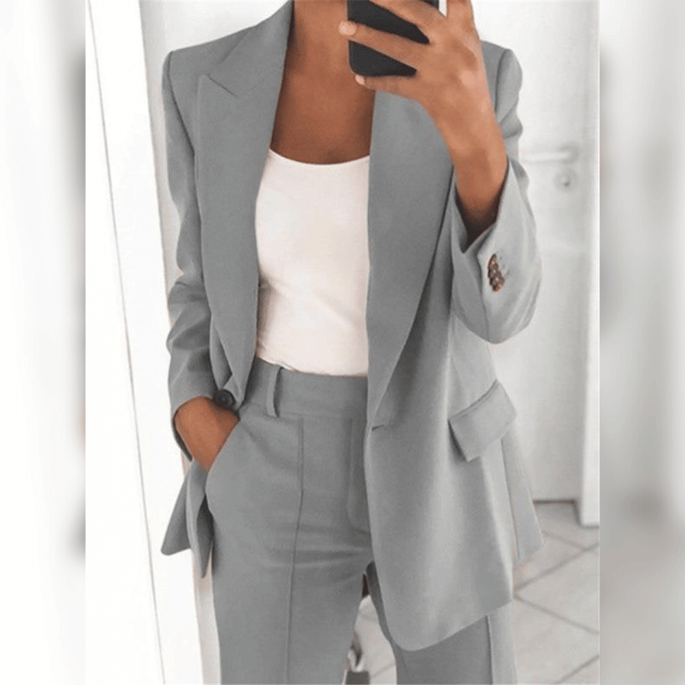 Damen Taillierter Blazer- und Hosenanzug Ideal für Frühling und Herbst