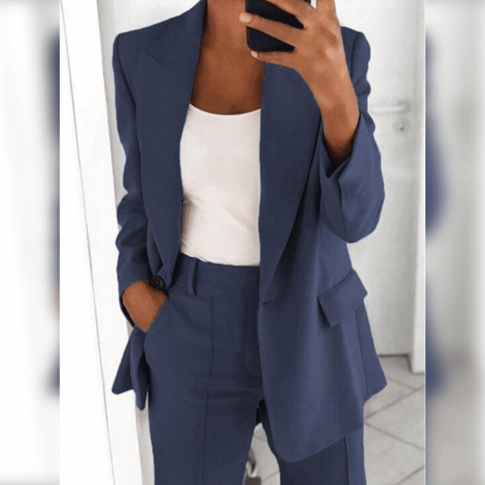 Damen Taillierter Blazer- und Hosenanzug Ideal für Frühling und Herbst