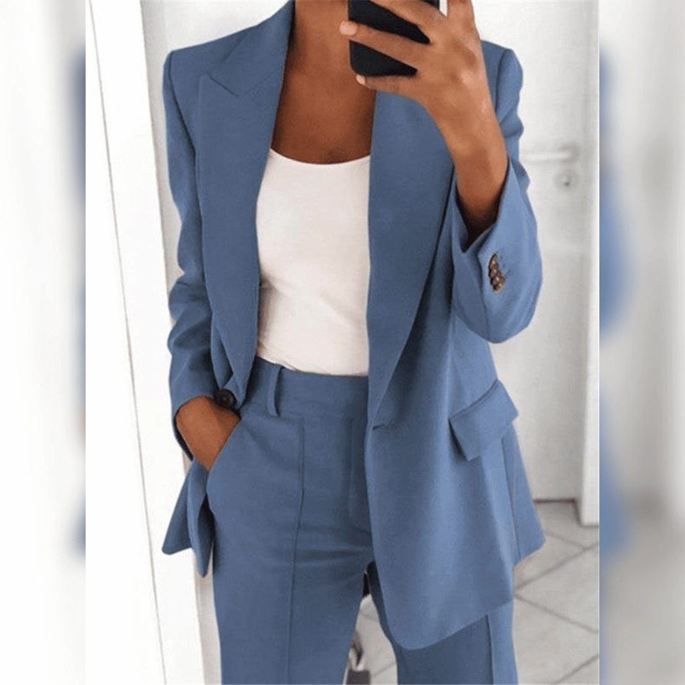 Damen Taillierter Blazer- und Hosenanzug Ideal für Frühling und Herbst