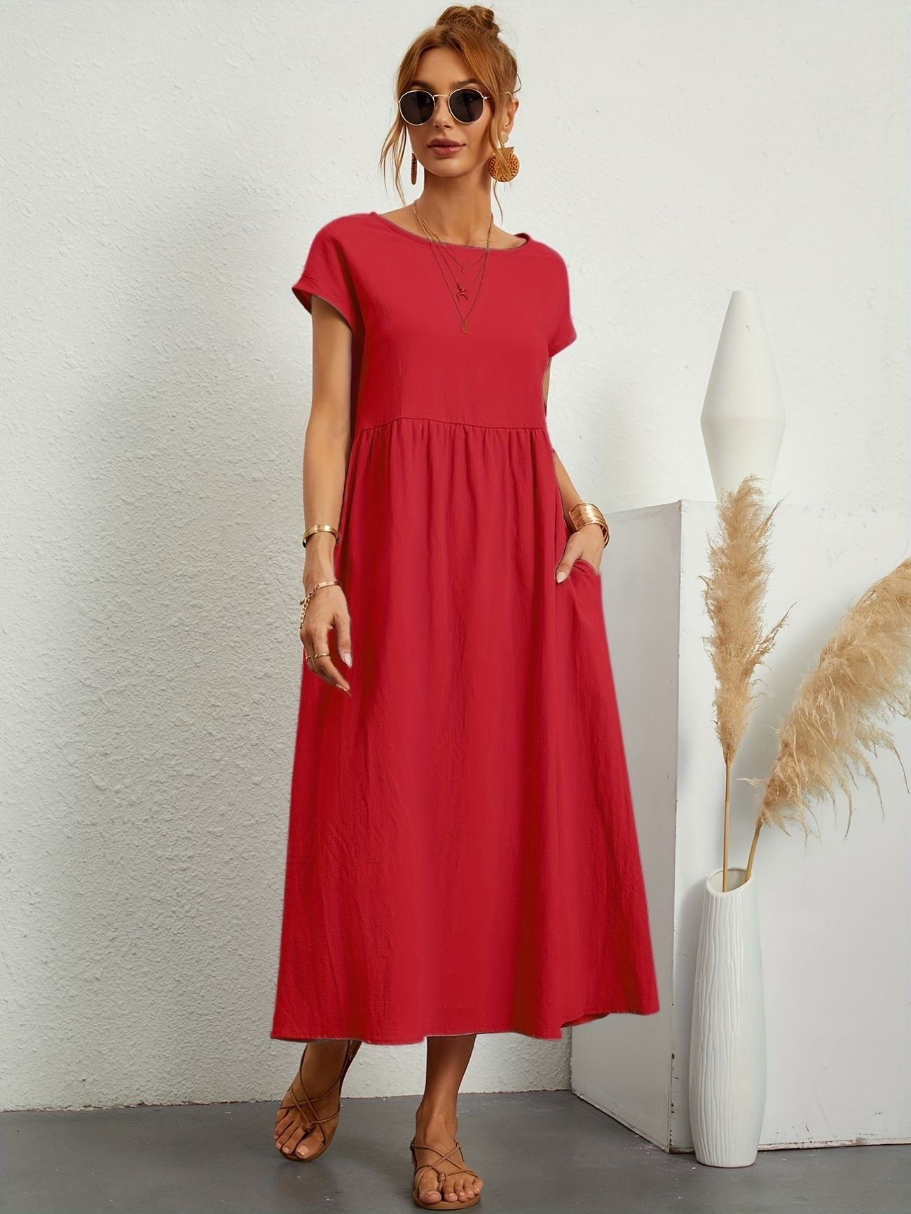 Midi-Kleid mit Eleganter Passform und Weichem Stoff | Ideal für Frühling und Sommer