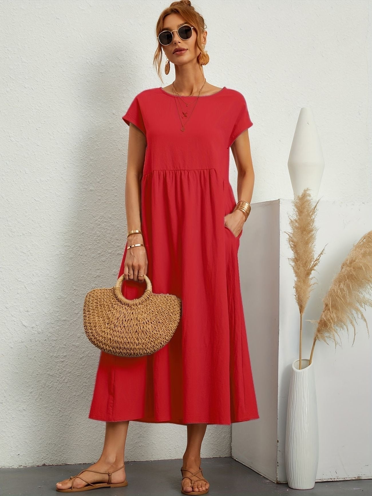 Midi-Kleid mit Eleganter Passform und Weichem Stoff | Ideal für Frühling und Sommer