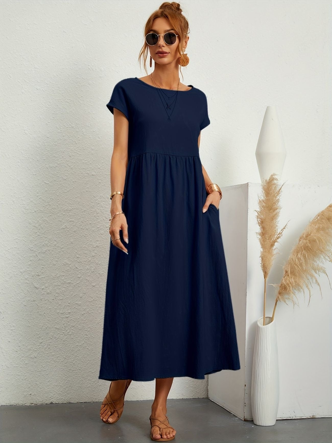 Midi-Kleid mit Eleganter Passform und Weichem Stoff | Ideal für Frühling und Sommer
