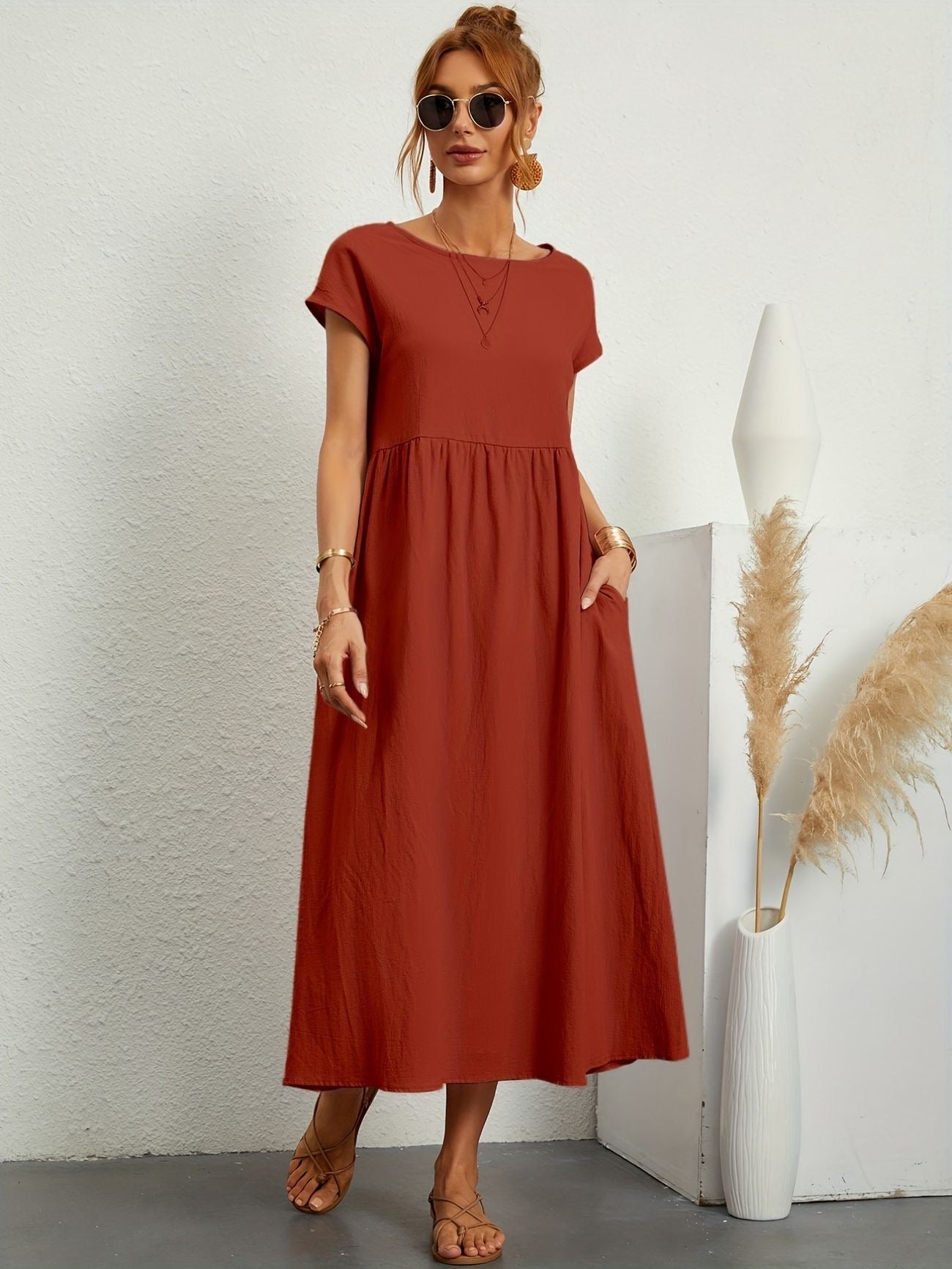 Midi-Kleid mit Eleganter Passform und Weichem Stoff | Ideal für Frühling und Sommer