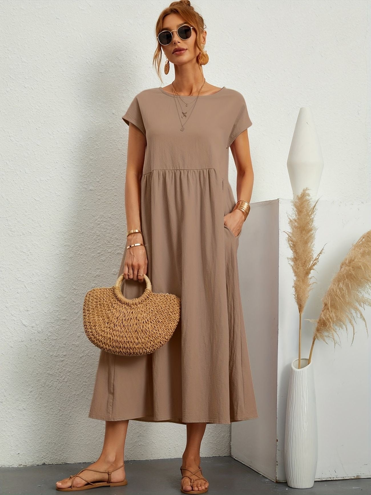 Midi-Kleid mit Eleganter Passform und Weichem Stoff | Ideal für Frühling und Sommer