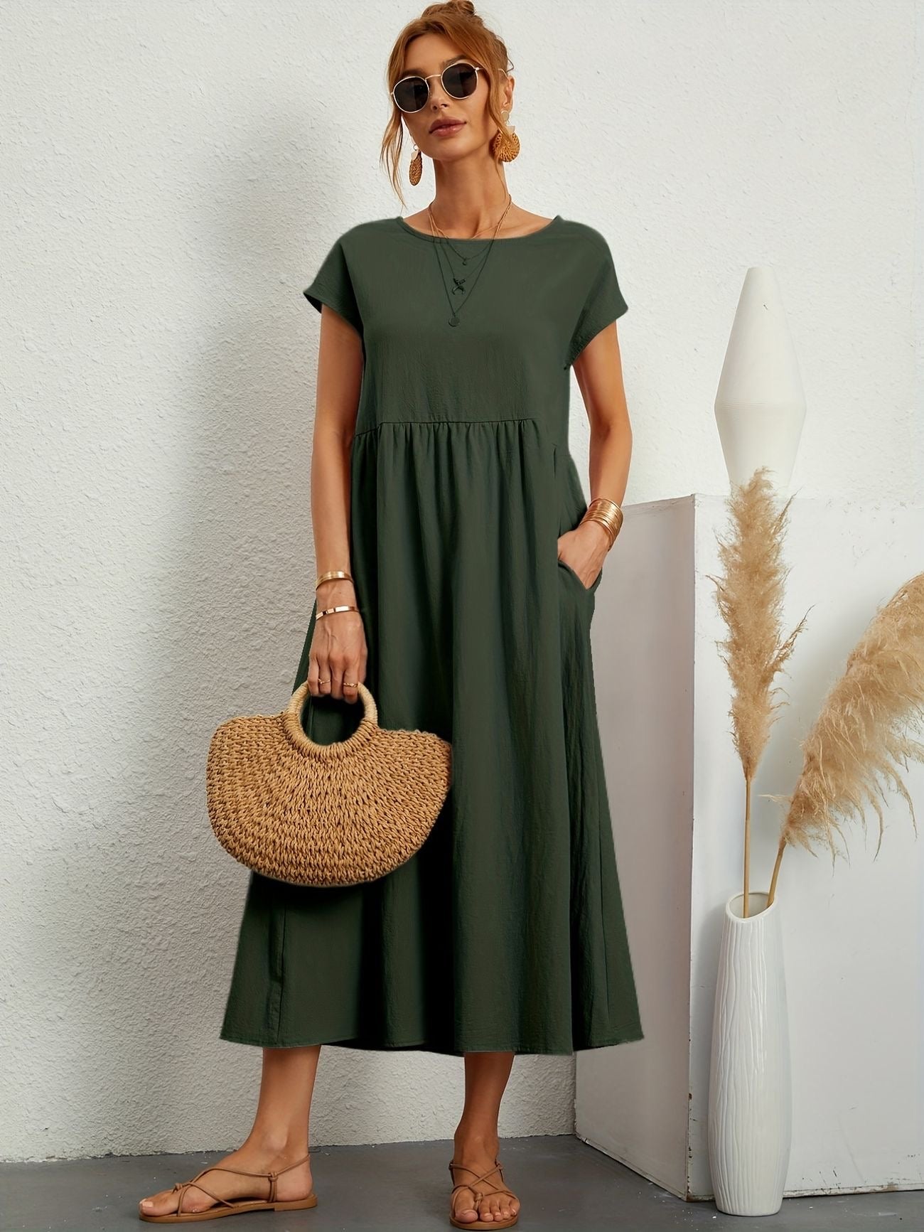 Midi-Kleid mit Eleganter Passform und Weichem Stoff | Ideal für Frühling und Sommer