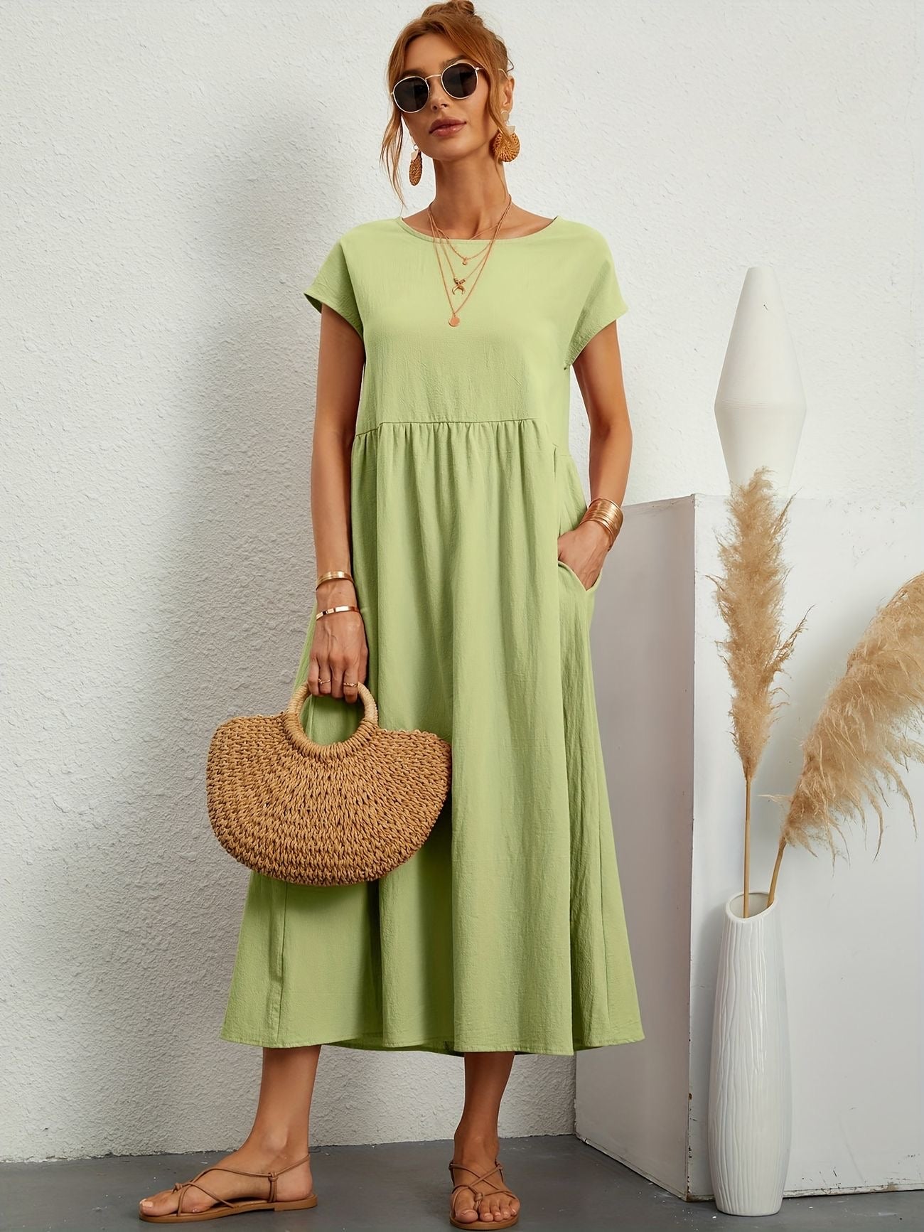 Midi-Kleid mit Eleganter Passform und Weichem Stoff | Ideal für Frühling und Sommer