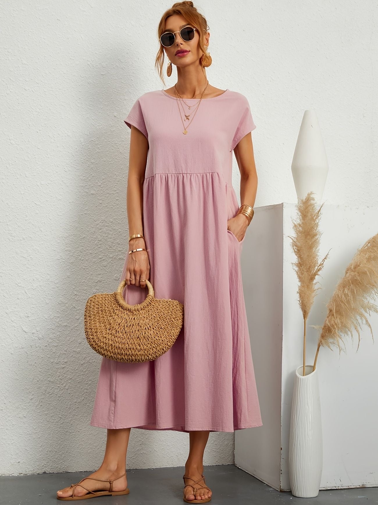 Midi-Kleid mit Eleganter Passform und Weichem Stoff | Ideal für Frühling und Sommer