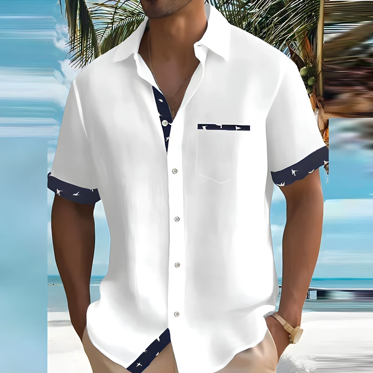 Herren Kurzarm Button-Up Hemd mit Atmungsaktivem Stoff Ideal für den Sommer