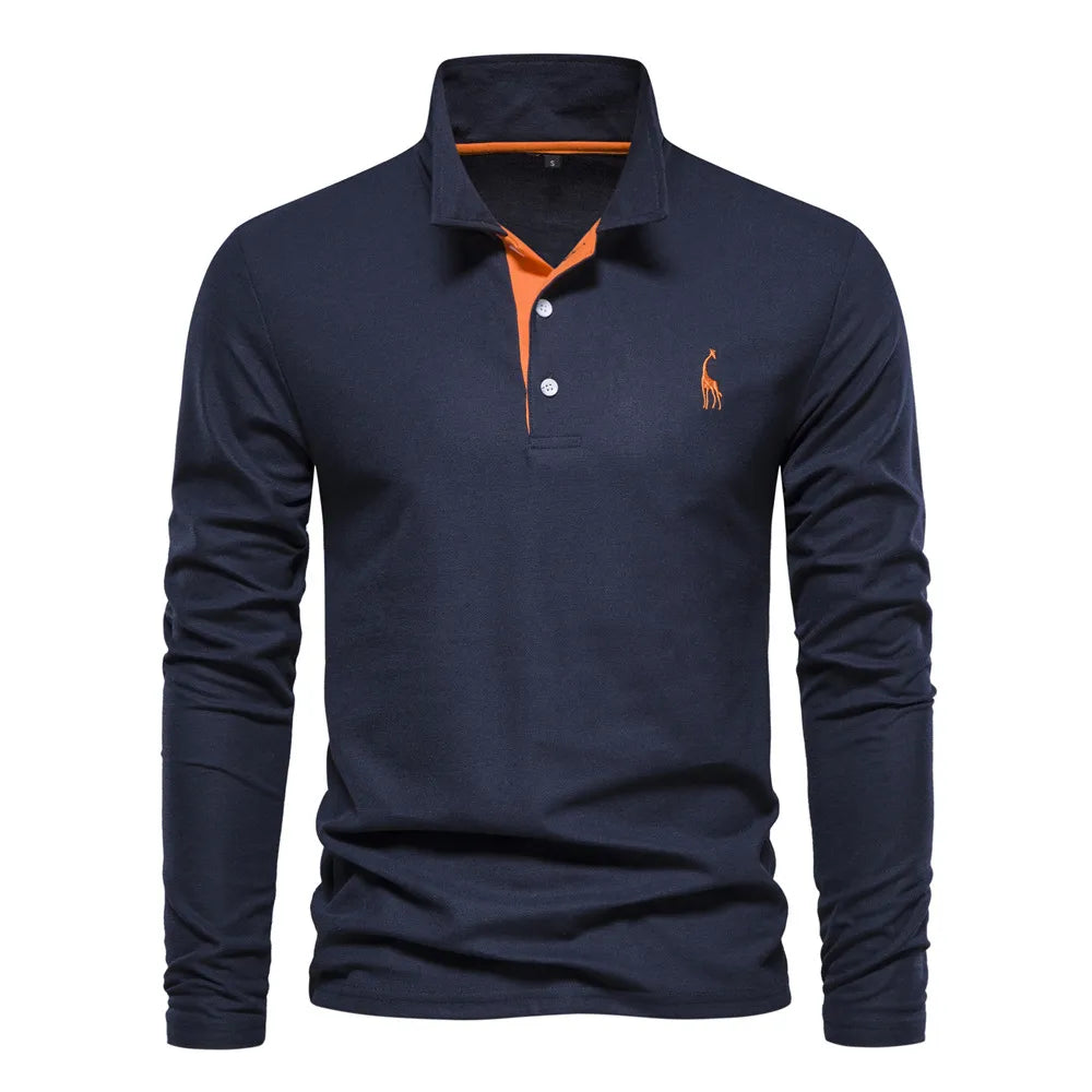 Herren Langarm Poloshirt mit Atmungsaktivem Stoff Ideal für Frühling und Herbst