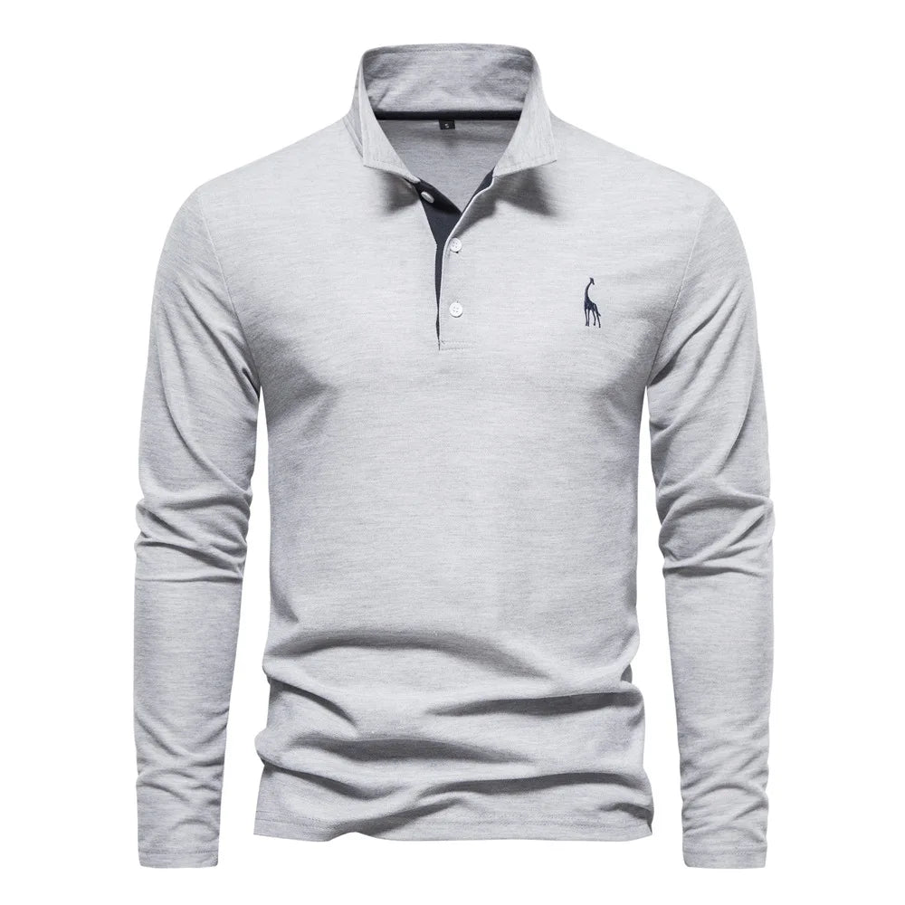 Herren Langarm Poloshirt mit Atmungsaktivem Stoff Ideal für Frühling und Herbst