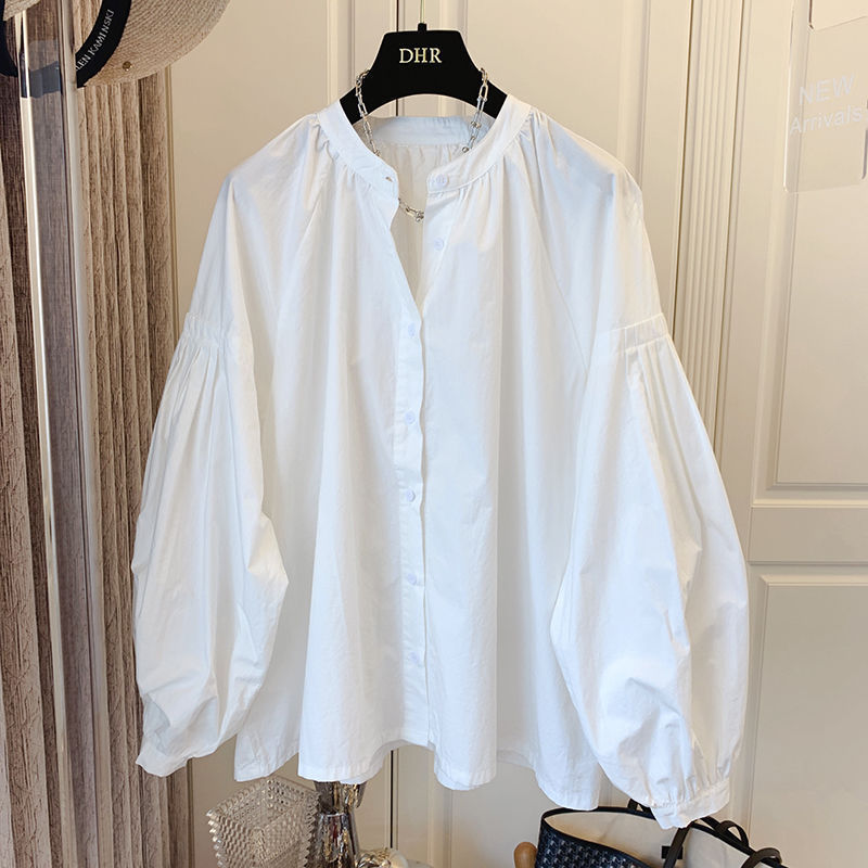 Plissiertes V-Ausschnitt Bluse mit Laternenärmeln | Ideal für Frühling