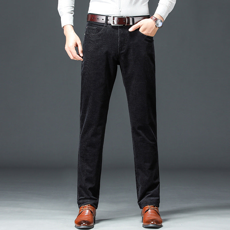 Herren Cord Straight-Leg Hose mit Mittlerer Taille | Ideal für Frühling und Herbst