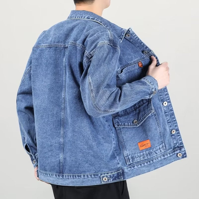 Vintage Jeansjacke in Rauchgrau mit Baumwollstoff und Lockerem Schnitt | Ideal für Frühling und Herbst