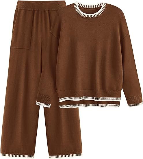 Strick Pullover Pullover und Weite Hose Set | Ideal für Frühling und Herbst