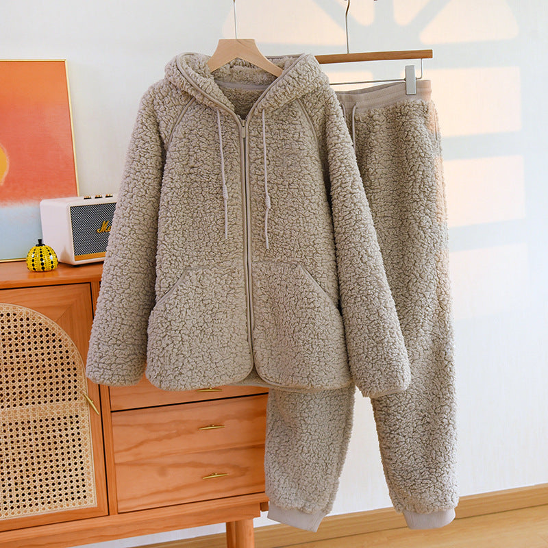 Flanell Kapuzen Zweiteiliges Loungewear-Set | Ideal für Herbst und Winter