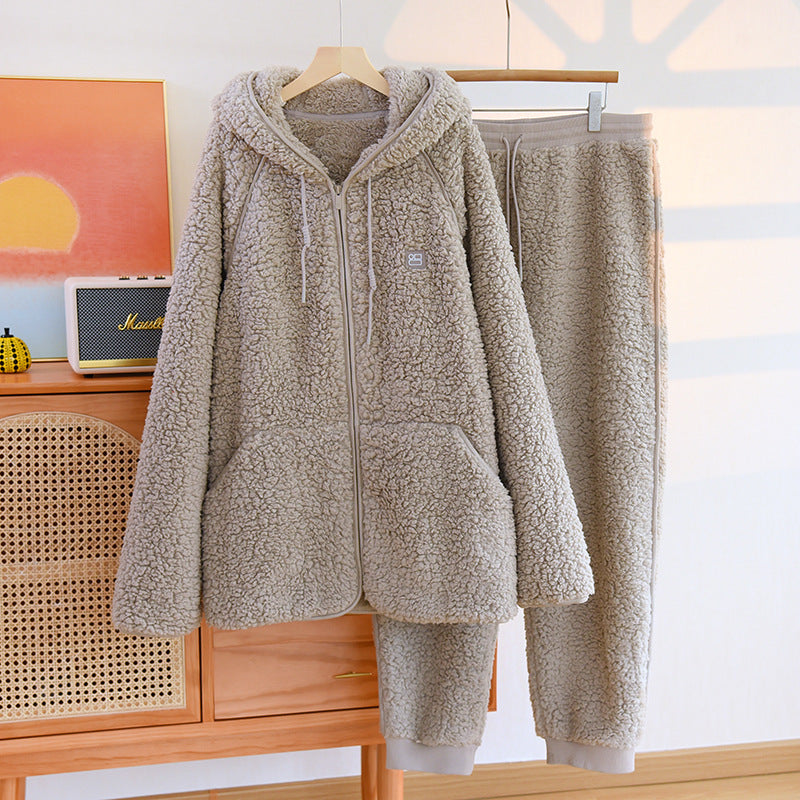 Flanell Kapuzen Zweiteiliges Loungewear-Set | Ideal für Herbst und Winter