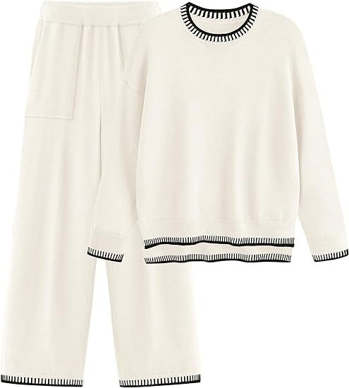 Strick Pullover Pullover und Weite Hose Set | Ideal für Frühling und Herbst