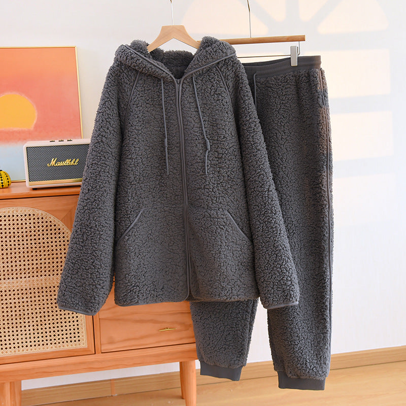 Flanell Kapuzen Zweiteiliges Loungewear-Set | Ideal für Herbst und Winter