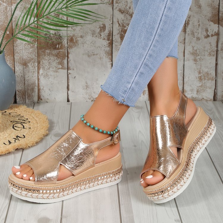 Damen Große Größen Sandalen mit Seilsohle und Schnalle | Ideal für Frühling und Sommer