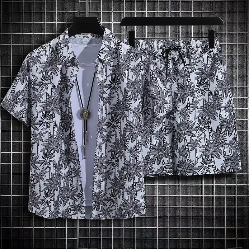 Herren Zweiteiliges Strandoutfit mit Blumenmuster und Schnelltrocknendem Material | Ideal für den Sommer