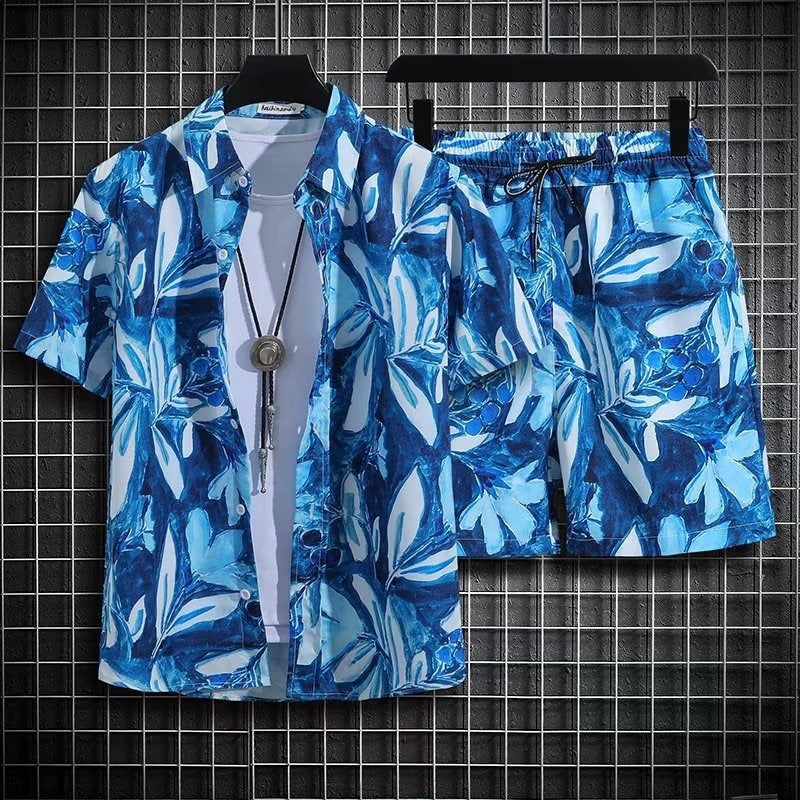 Herren Zweiteiliges Strandoutfit mit Blumenmuster und Schnelltrocknendem Material | Ideal für den Sommer