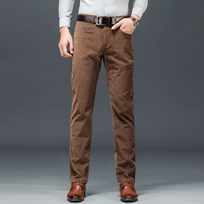 Herren Cord Straight-Leg Hose mit Mittlerer Taille | Ideal für Frühling und Herbst