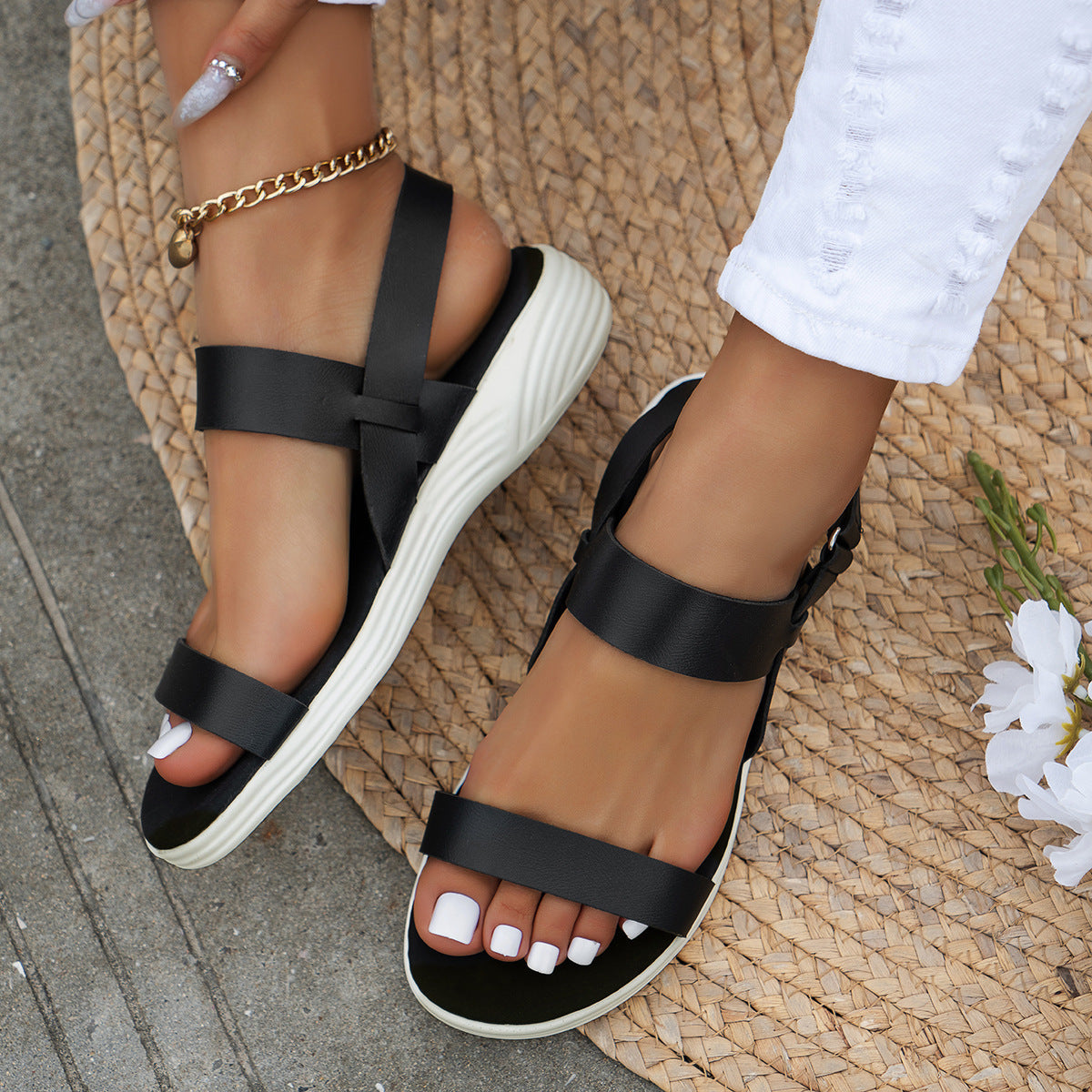 Damen Peeptoe Sandalen mit Klettverschluss | Ideal für den Sommer