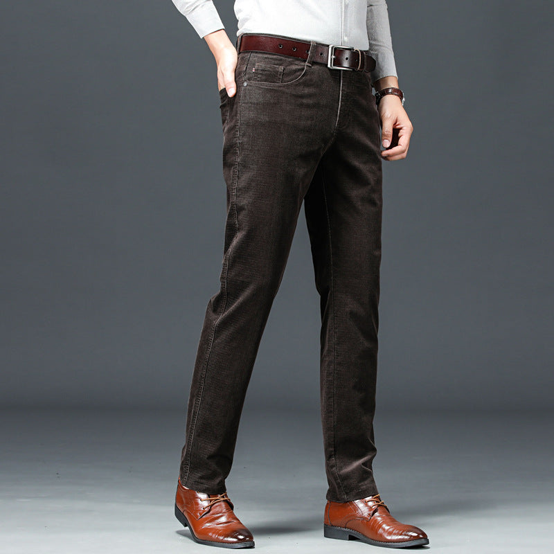 Herren Cord Straight-Leg Hose mit Mittlerer Taille | Ideal für Frühling und Herbst