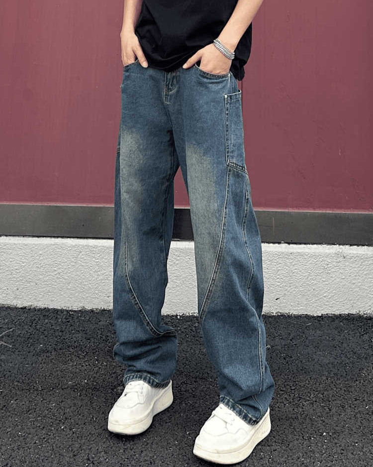 Herren Gerade Geschnittene Jeans mit Reißverschluss I Ideal für Frühling und Herbst