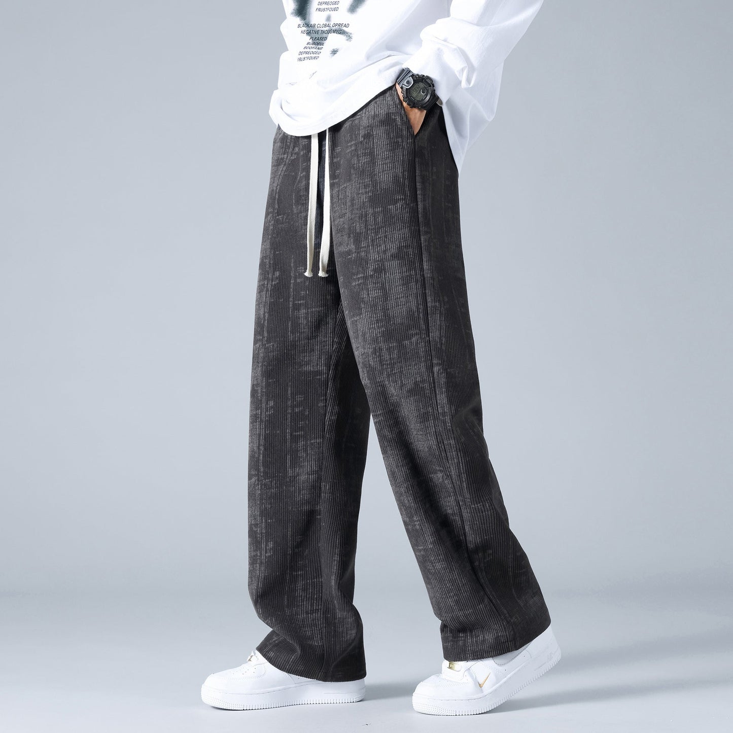 Herren Corduroy Sweatpants mit Kordelzugbund Ideal für Frühling und Herbst