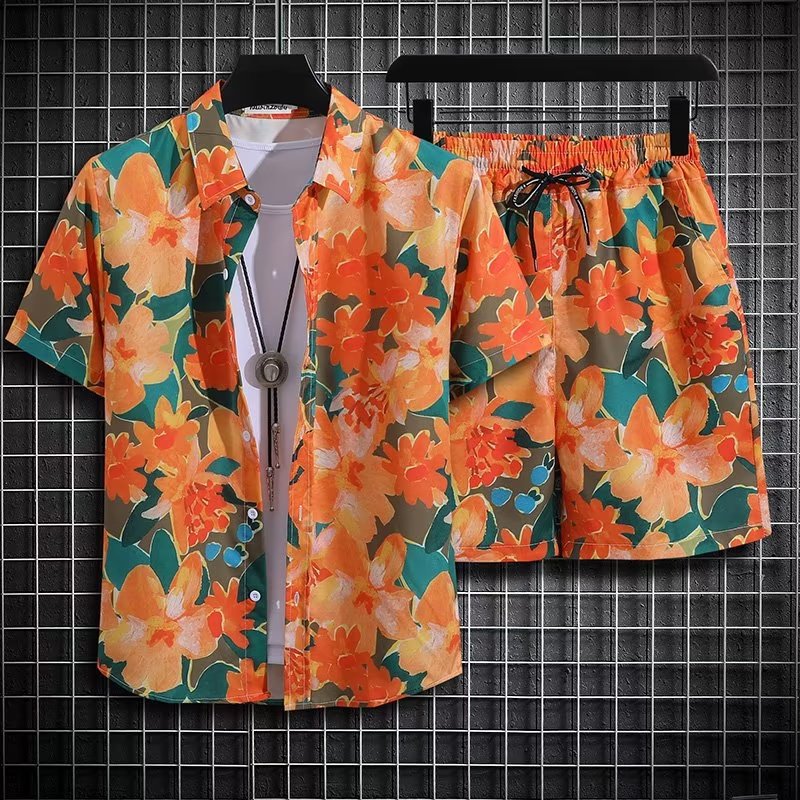 Herren Zweiteiliges Strandoutfit mit Blumenmuster und Schnelltrocknendem Material | Ideal für den Sommer