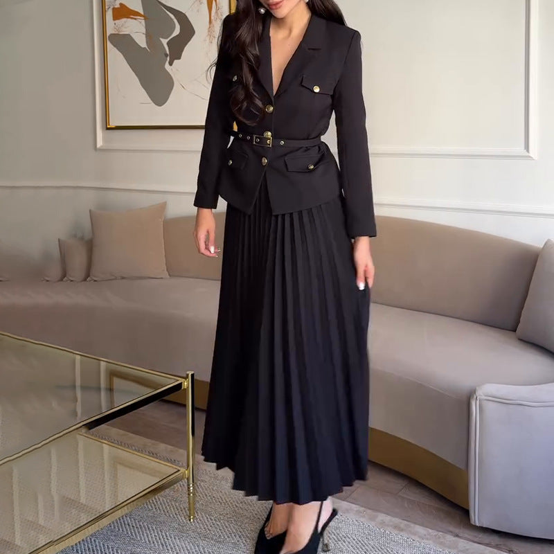Einfarbiges Revers-Blazer und Hosen Set | Ideal für Frühling und Herbst