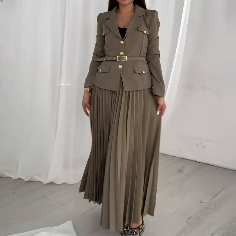 Einfarbiges Revers-Blazer und Hosen Set | Ideal für Frühling und Herbst