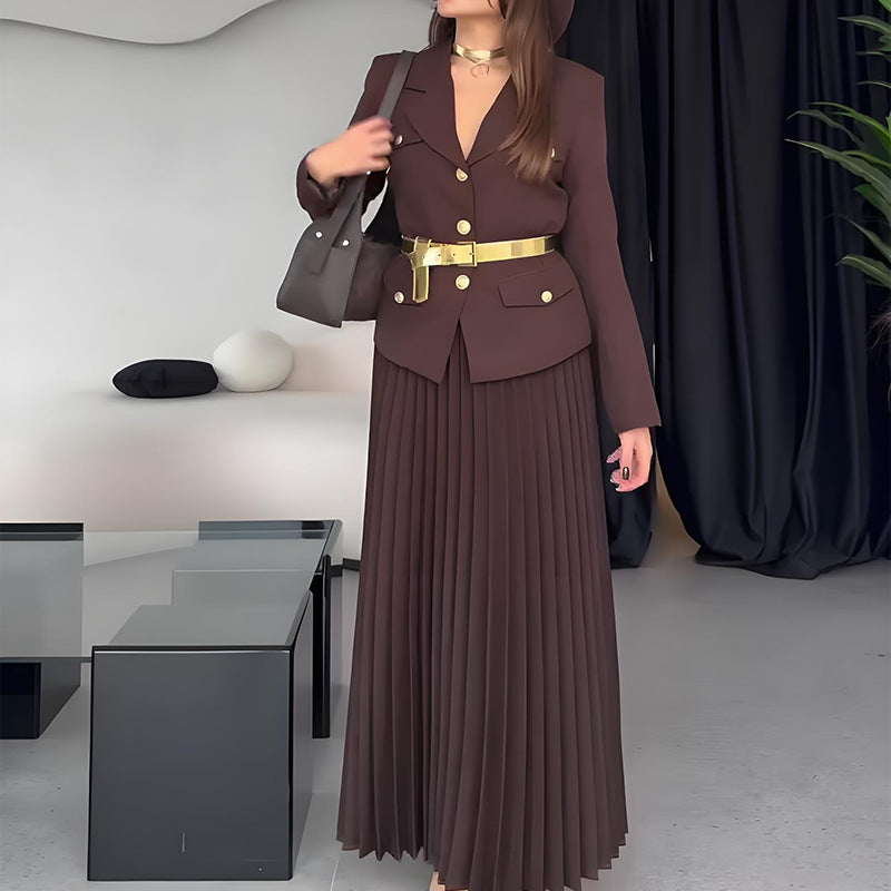 Einfarbiges Revers-Blazer und Hosen Set | Ideal für Frühling und Herbst