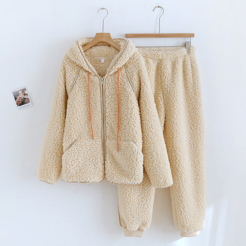Flanell Kapuzen Zweiteiliges Loungewear-Set | Ideal für Herbst und Winter