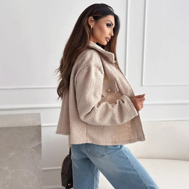 Tweed Mantel mit Polokragen und Regulärer Passform | Ideal für Herbst und Winter