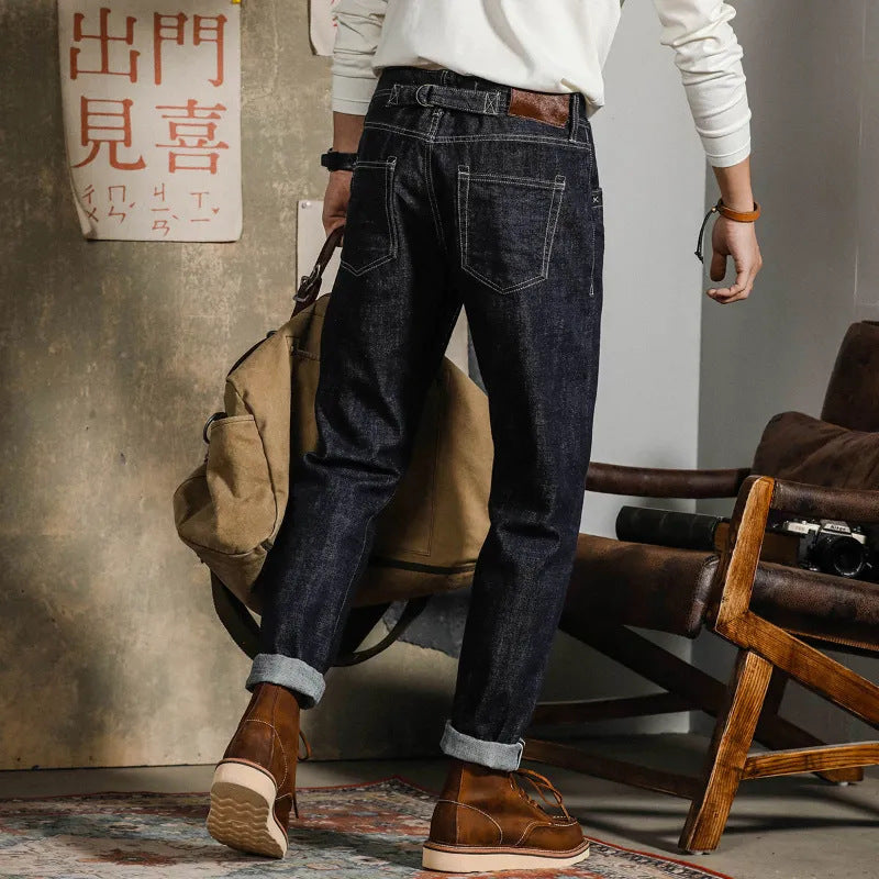 Herren Dunkle Straight-Leg Denim-Jeans mit Mittlerer Taille | Ideal für den Frühling