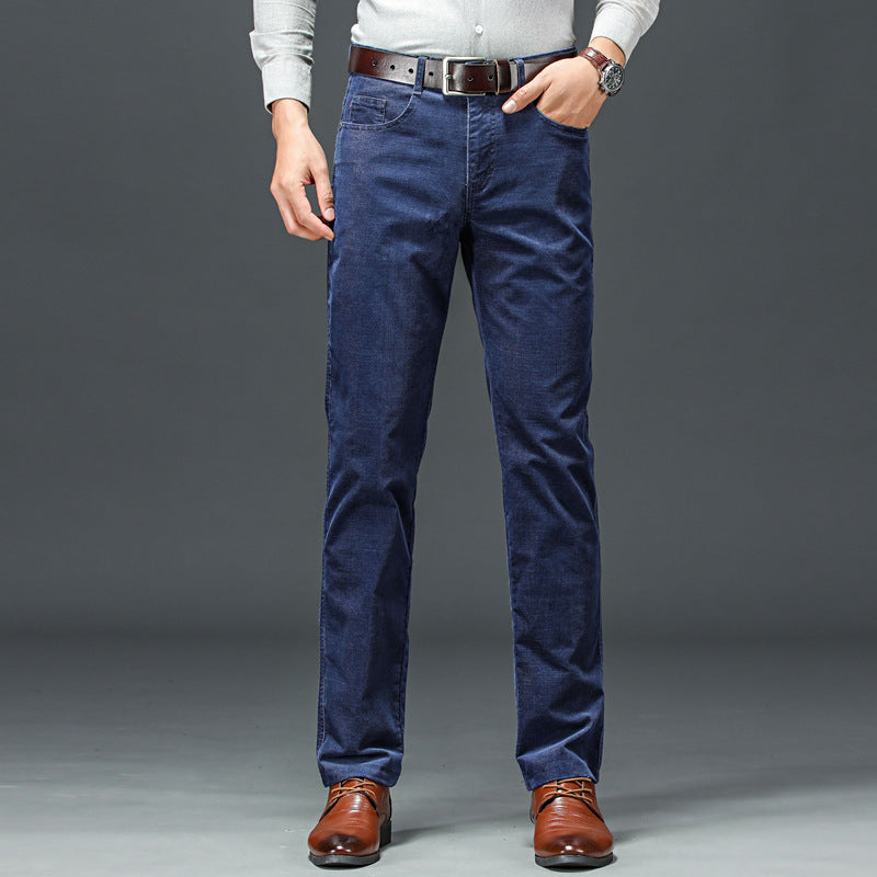 Herren Cord Straight-Leg Hose mit Mittlerer Taille | Ideal für Frühling und Herbst