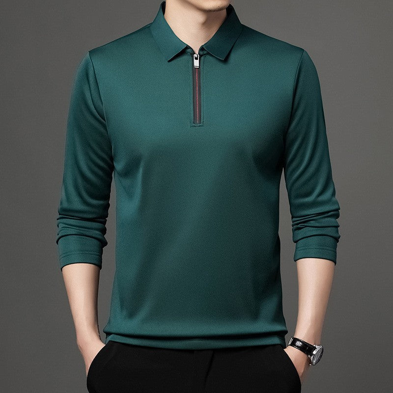 Herren Langarm Polohemd mit Halbreißverschluss Ideal für Frühling und Herbst