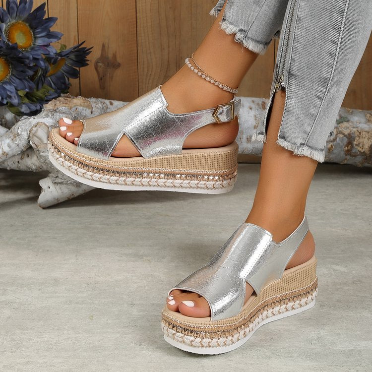 Damen Große Größen Sandalen mit Seilsohle und Schnalle | Ideal für Frühling und Sommer