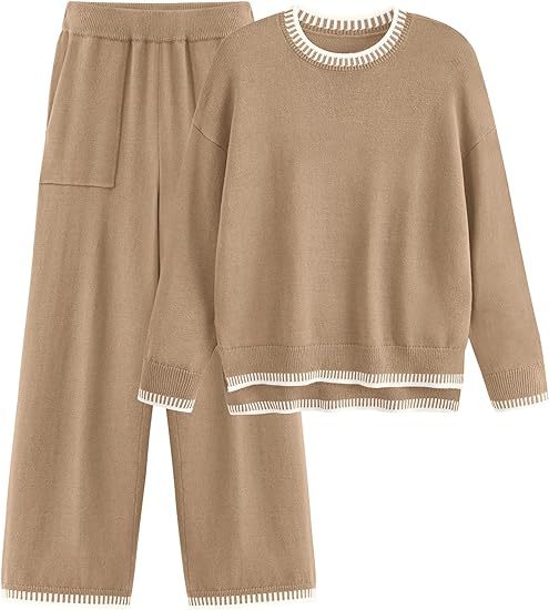 Strick Pullover Pullover und Weite Hose Set | Ideal für Frühling und Herbst